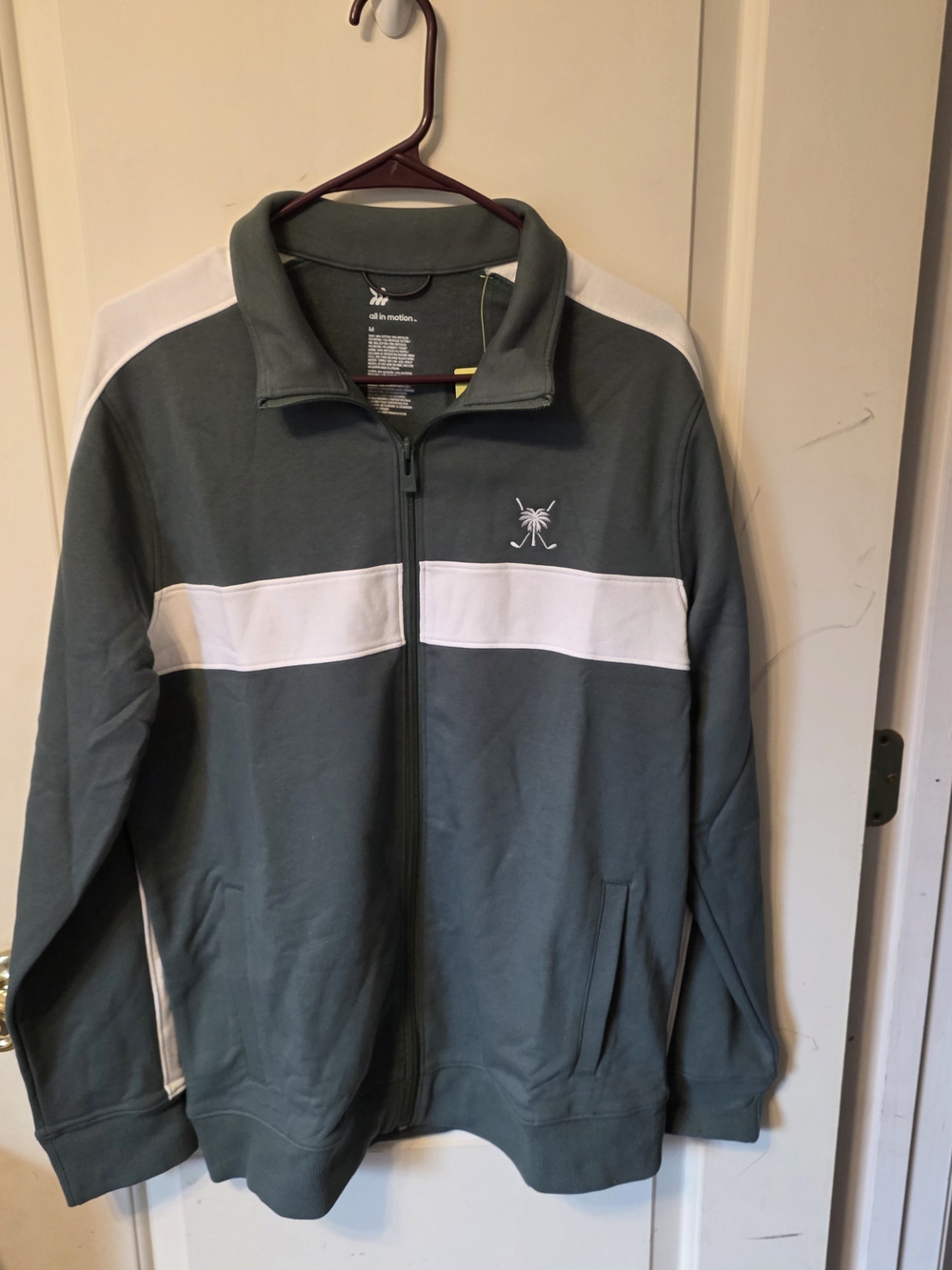 all in motion Green and White Full-Zip Track Jacket